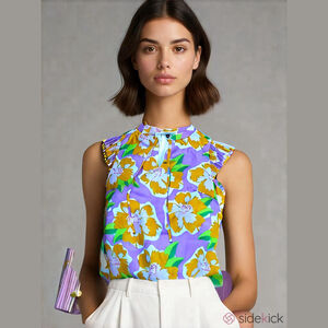 Michelle McDowell NWT Women's Sea Flower Lilac Valery Top 48966 Sz XS